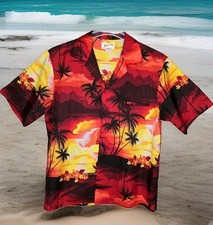 Vintage 70s Helena's Hawaiian Camp Shirt Size Large Made In Hawaii USA Chest 48"