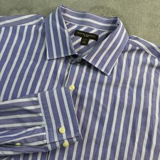 Banana Republic Fitted Blue White Stripe Dress Shirt XL 17-17 1/2 Cotton