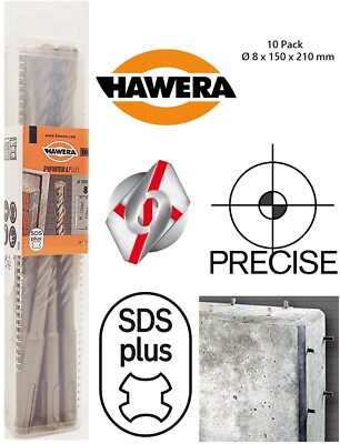 10 x SDS plus Hammerbohrer Betonbohrer Hawera Bosch Set Ø 8 mm L 150 - 210 mm