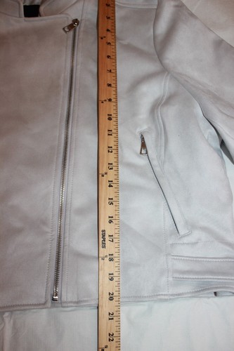 Banana Republic Moto Jacket Vegan Suede Lite Grey Women's Size XXL NWT - Picture 16 of 17