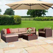 7PCS Outdoor Patio Sectional Furniture PE Wicker Rattan Sofa Set Garden Yard