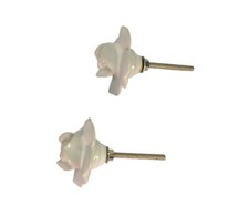 Beautiful White Flower Design Pair Of cabinet Pull Knobs Drawer Knob. i24-288