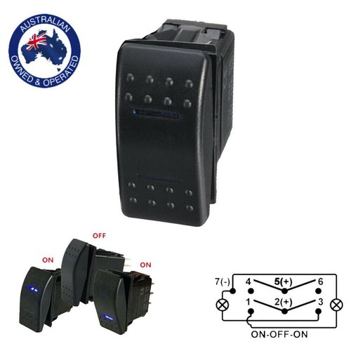 LED Blu Rocker Interruttore 7 Pin On Off On Dpdt 3 Vie 12v - Foto 6