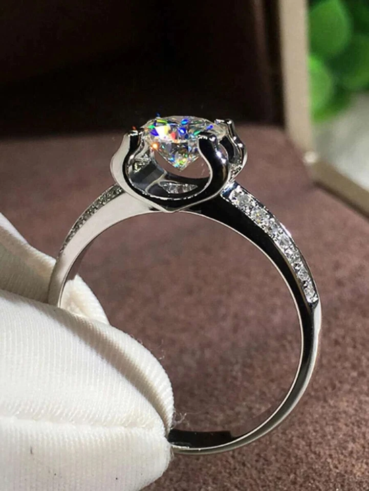 Anillos Sortijas Argollas de Compromiso Matrimonio Color Oro Plata Para Mujeres - Image 2 of 4