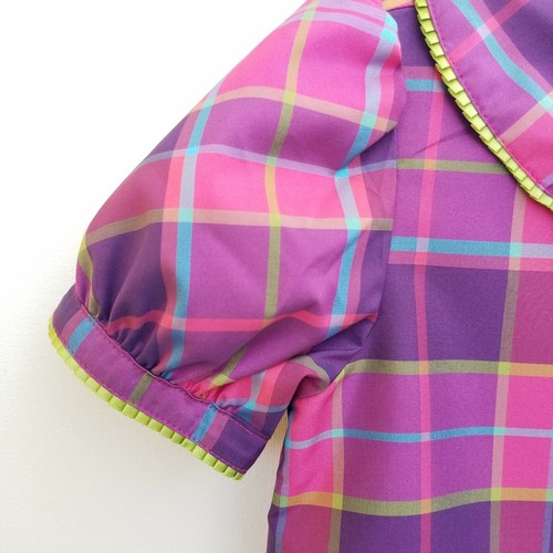 HANNA ANDERSSON Girls Pink Plaid Party Easter Dress Green Bow Size 110 - Picture 3 of 12