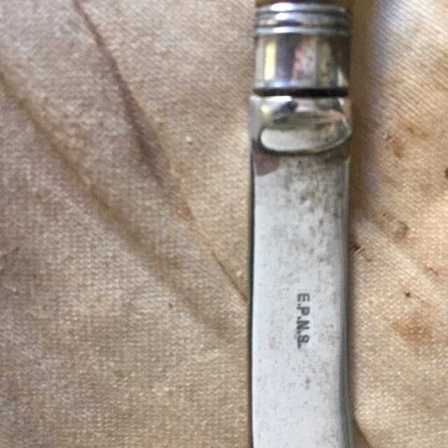 6 bellissimi coltellini da burro EPNS con manici in resina e relativa scatola. - Immagine 2 di 3