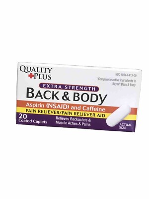  Extra Strength Back & Body Pain Reliever Caplets - 20 Coated Caplets.