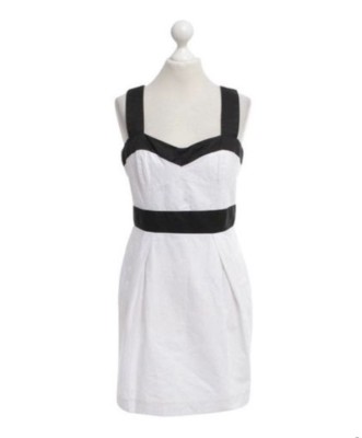 french connection white and black dress Silvia Lace-Up Fit And Flare Midi Crepe Dress main image 0