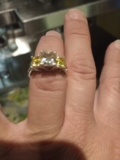 2.03 Karat Diamond And Canary Diamond Engagement Ring White Gold Must See
