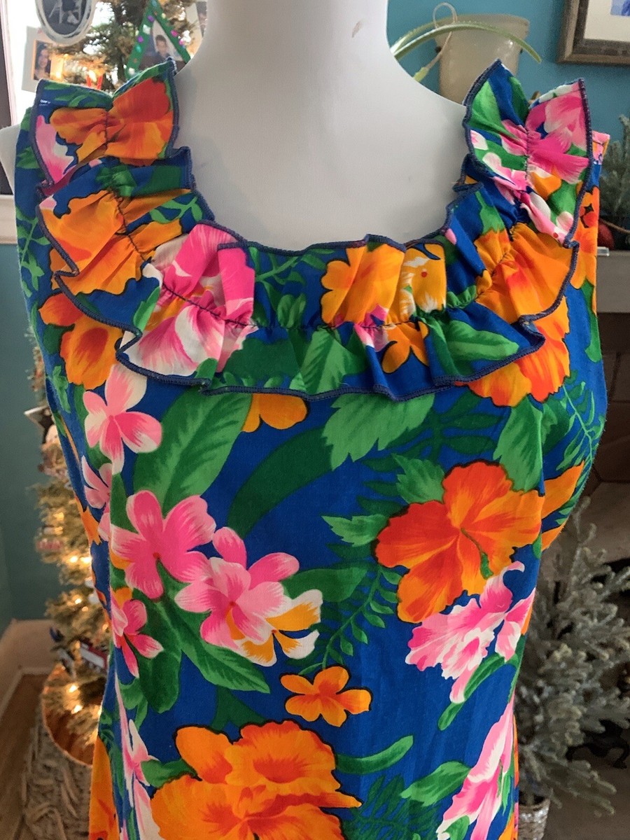 vintage 60s 70s ハワイ　ハワイアン　ワンピース USA古着 60s～70s 後ろ飾り付き ハワイアンワンピース S～M