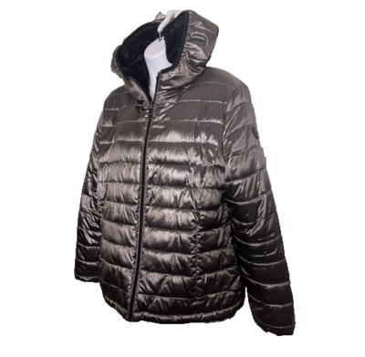 Andrew Marc WOMEN'S Reversible Puffer/Faux Fur Jacket(Gunmetal M