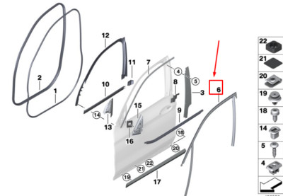 BMW X3 G01 Fensterführung vorne rechts 51337388838 NEU ORIGINAL