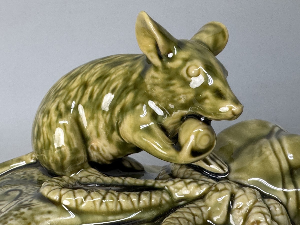 Y8759 OKIMONO Kiseto-ware Treasure bag Mouse figurine signed box