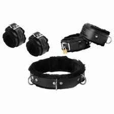 Fur Lined Leather Bondage Essentials Kit BDSM Couples Sex Toy