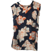 CAbi Womens Blossom Top XS Navy Floral Sleeveless Carrier Dark Romantic  5030