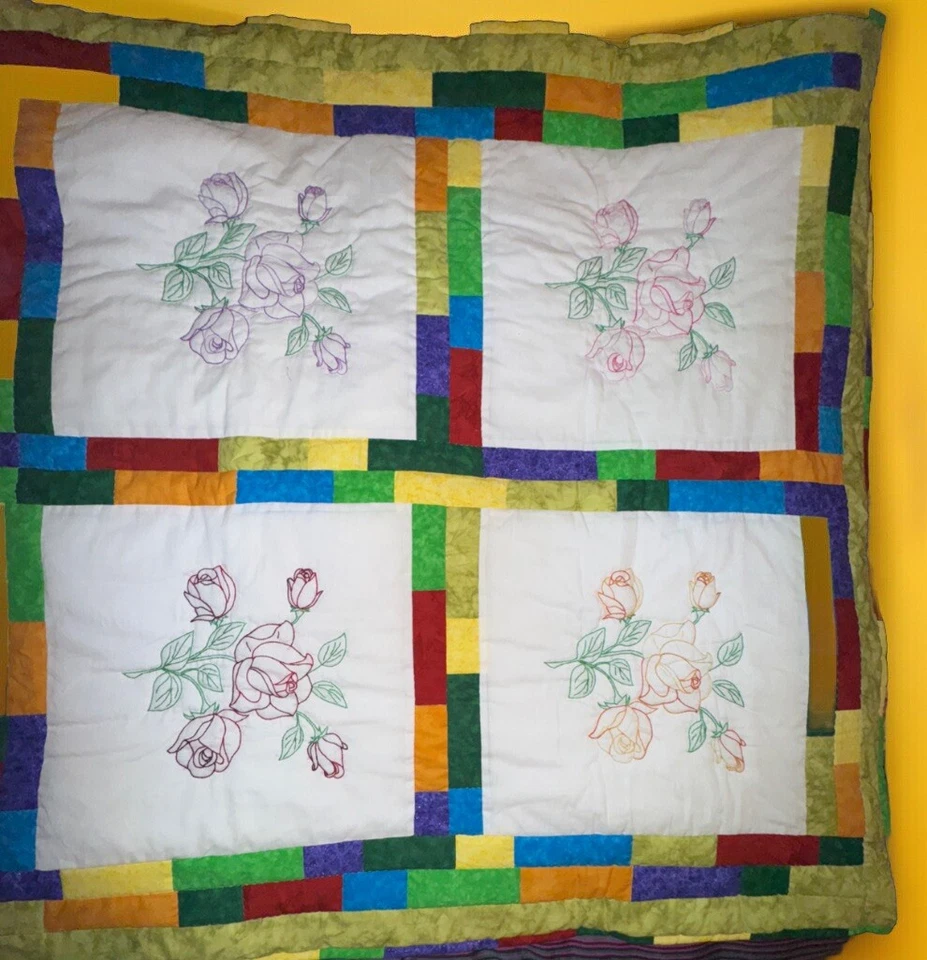 "Manta cuadrada retro abuela edredón bebé hecho a mano 70x50"" estilo vintage nueva" Foto 3 de 4