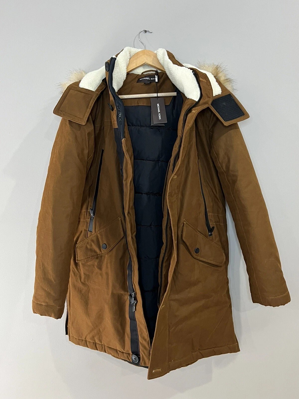 Michael Kors Cappotto Uomo Parka Pesante Caramello Medio