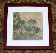 Antique Chinese Landscape Painting - Willow Trees and Cows