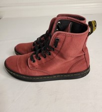 Dr Martens Sz 7 Air Wair Shoreditch Boots Womens Burgundy Lace Up Ankle Canvas