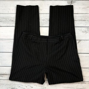 Jones-New-York-Dress-Pants-Size-12-Womens-Wool-Brown-Pin-Striped-Lined-Straight