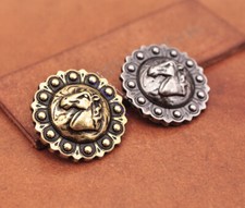 10x Western Silver Horse Head Berry Flower Saddle Tack Leathercraft Belt Conchos