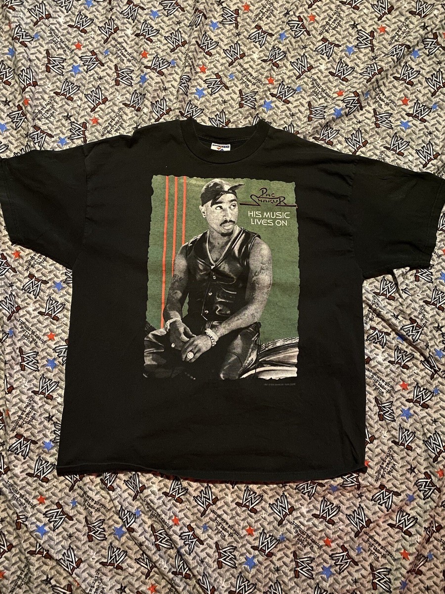 2PAC 90s vintage HIS MUSIC LIVES ON tシャツ Buy Vintage Tupac His Music Lives On T-Shirt 'Black' - 2903