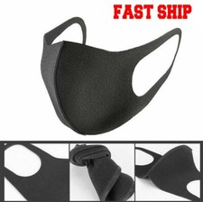 3 or 10 pack Breathable Washable Mask Black Sponge THIN Lightweight Face Mask