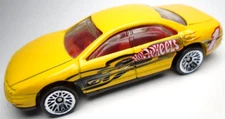 2000 HOT WHEELS OLDSMOBILE AURORA #1 YELLOW 1:64 DIECAST 2 7/8" CAR WITH BLACK