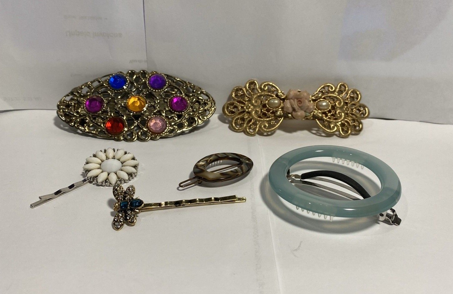 Lot If 6 Hair Accessories 4 Barrettes and 2 Decorative Hair PIns eBay