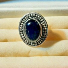 WOMAN'S GENUINE BLACK ONYX  SILVER RING SIZE 7.5 OVAL