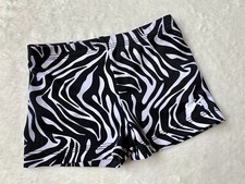 GK Elite SHORTS Leotard WHOTE  BLACK ZEBRA Gymnastics BAR Mini Cheer Size: CL