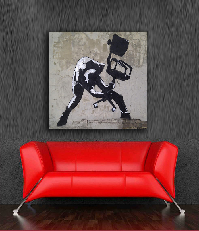 Banksy Street Art - London Calling Clash of the Office Worker