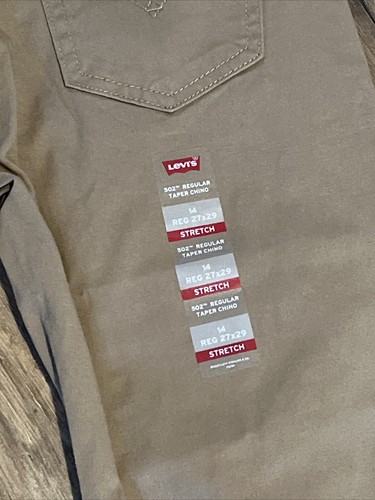 Levi’s 502 Regular Tapered Stretch Chino Pants Size 14 (27x 29) Tan New - Picture 8 of 9