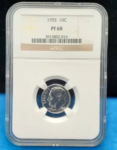 1955 ROOSEVELT SILVER DIME - NGC PF 68 - 016
