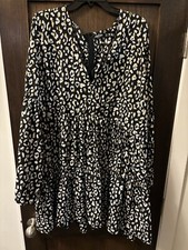 Nasty Gal Collection Dress, Black Pattern With Gold Foil Accent, Size 20