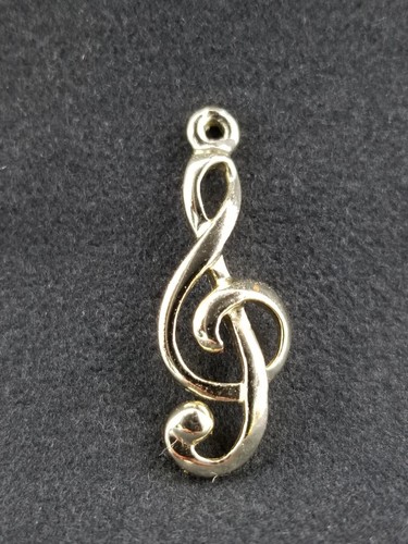 Treble Clef Pendant Charm Silver White Gold Tone 1" Stunning Music Jewlery - 第 4/13 張圖片