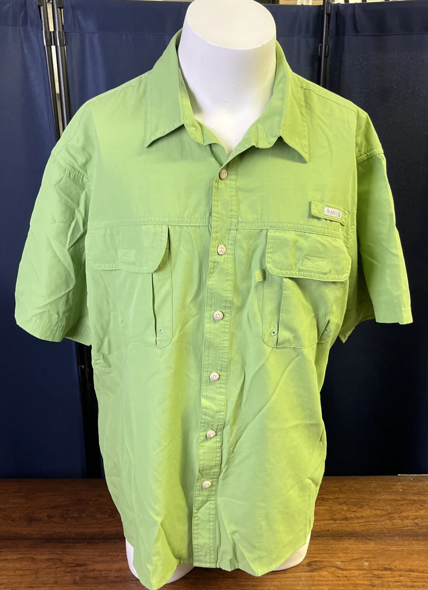 G. H. Bass & Co Shirt Mens XL Green Button Up Short Sleeve Fishing Gear  Outdoor