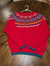 Vintage Knitted Sweater. Christmas Colors. 27 Inch Length