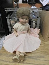 CREEPY Baby Doll Sleepy Eyes COMPOSITE DOLL VERY " ERIE " GREAT FOR HALLOWEEN