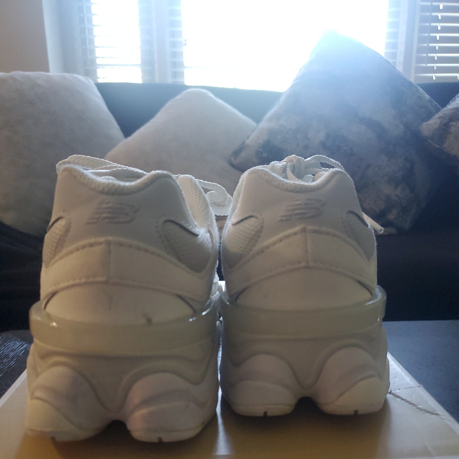Girls' Size 3.5 New Balance 9060 Triple White Sneakers image 4