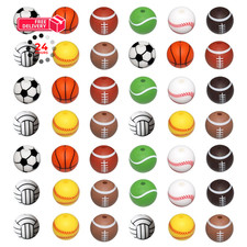 42PCS Sports Themed Silicone Beads, 15mm, 10 Styles