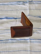 Vintage Brown Leather Bifold Wallet With Patina Finish & Card Slots Compact Desi