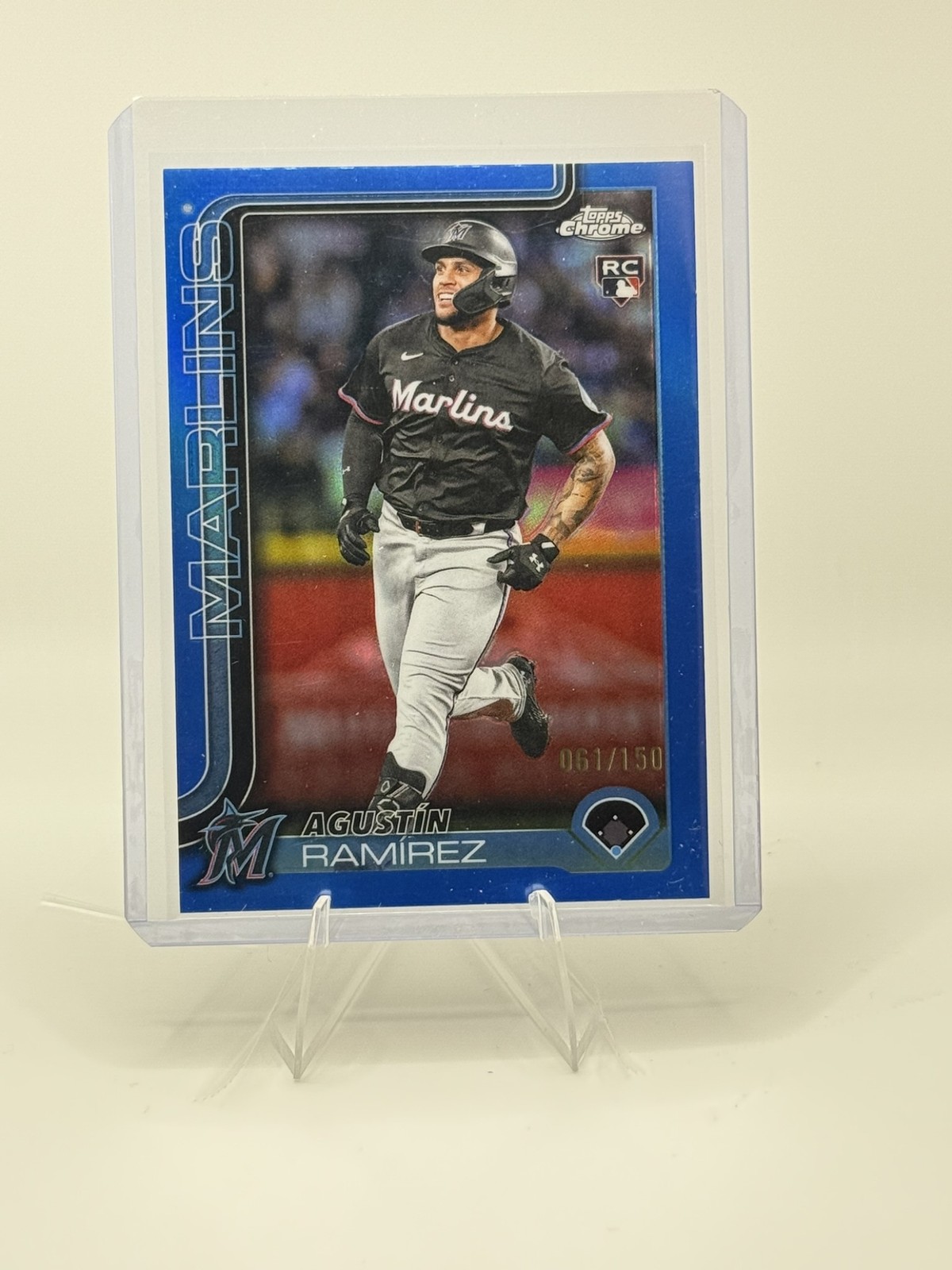 2025 Topps Chrome Update Agustin Ramirez Blue Refractor /150 #USC200 RC Marlins