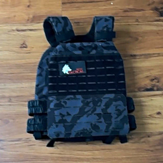 Tactical Plate Carrier MOLLE Vest Black/Gray Camo Nylon Adjustable 2 Strap