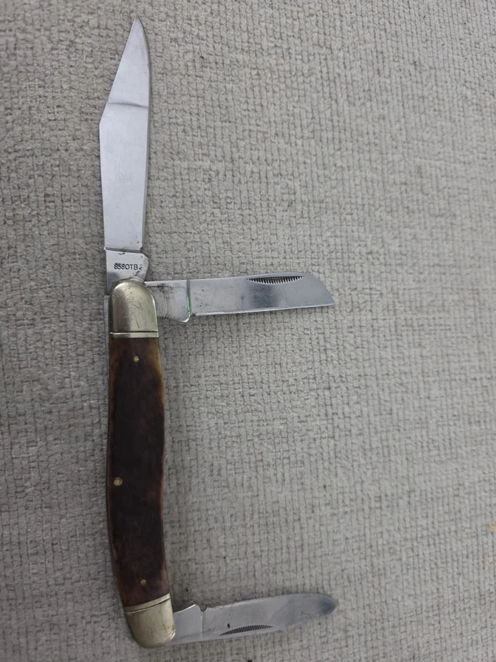 Cuchillo de Bolsillo Schrade Old Timer 858 EE. UU. Grande Stockman Falta Placa de Marca Foto 4 de 4