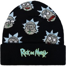 Rick and Morty Beanie Hat, Adult Cuffed Winter Knit Cap for Men and Women, Bl...