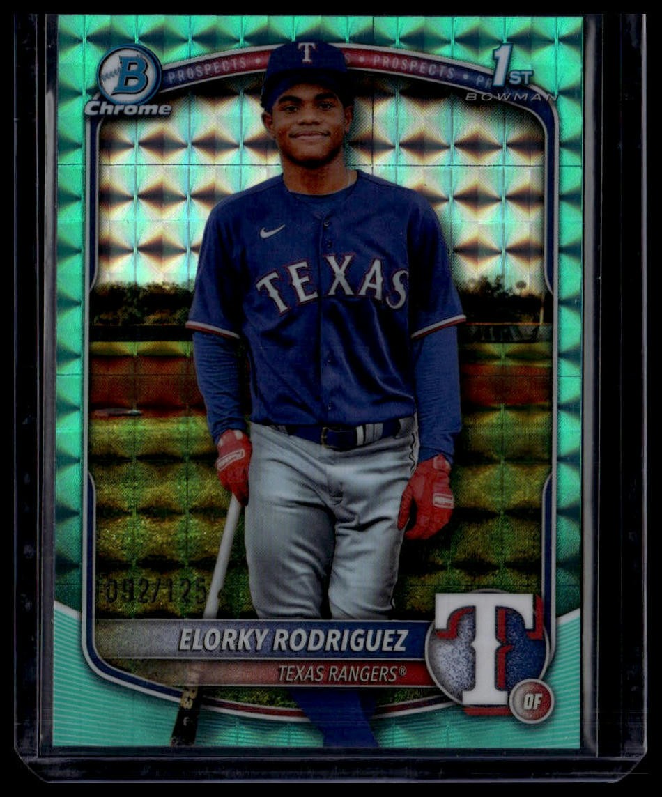 Elorky Rodriguez 2025 Bowman Chrome 1st Aqua Geometric Refractor #/125