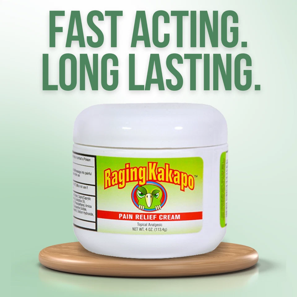 Crema para aliviar el dolor Raging Kakapo 4 oz. Artritis, dolor muscular, alivio del dolor articular Foto 3 de 4