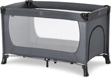 Hauck Dream N Play Plus, Grey - Travel Cot for Babies & Toddlers with Small Hat