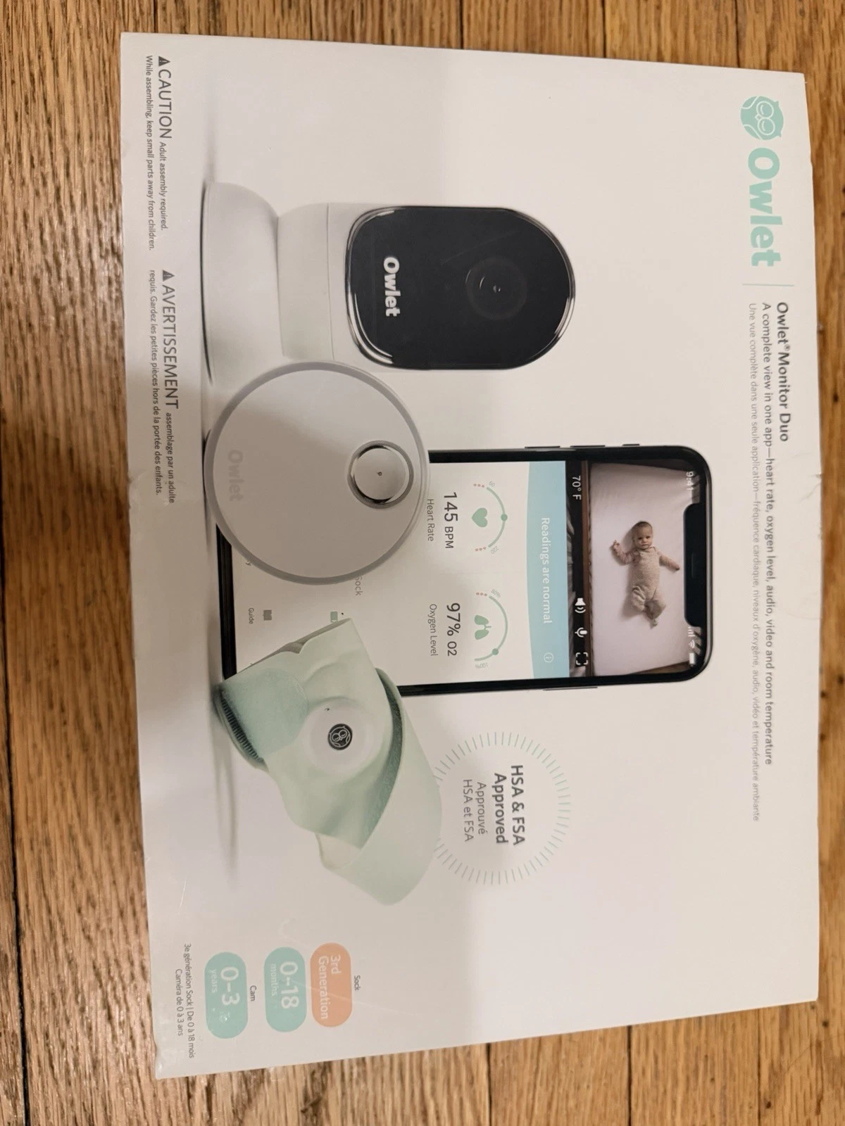 Owlet Monitor Duo Smart Sock 3 Plus HD Video Camera, 3rd Generation